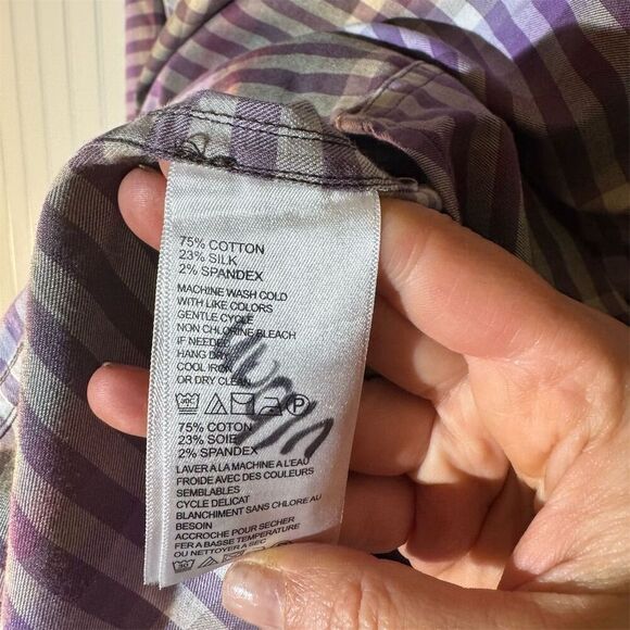 Tommy Bahama Long Sleeve Button-Up Shirt Size XL Purple Plaid Cotton Silk Blend - Picture 9 of 9